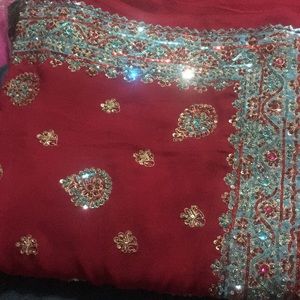 Brand new Pink georgette Indian sari